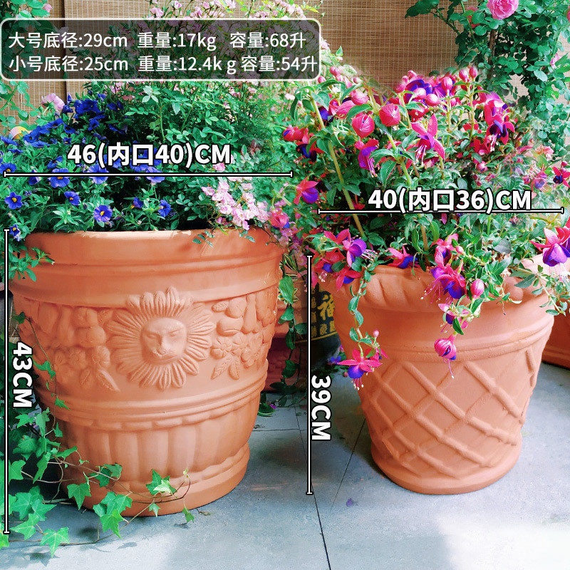 批发大口径素烧陶罐庭院装饰单件复古花盆无釉透气多肉盆家用现货