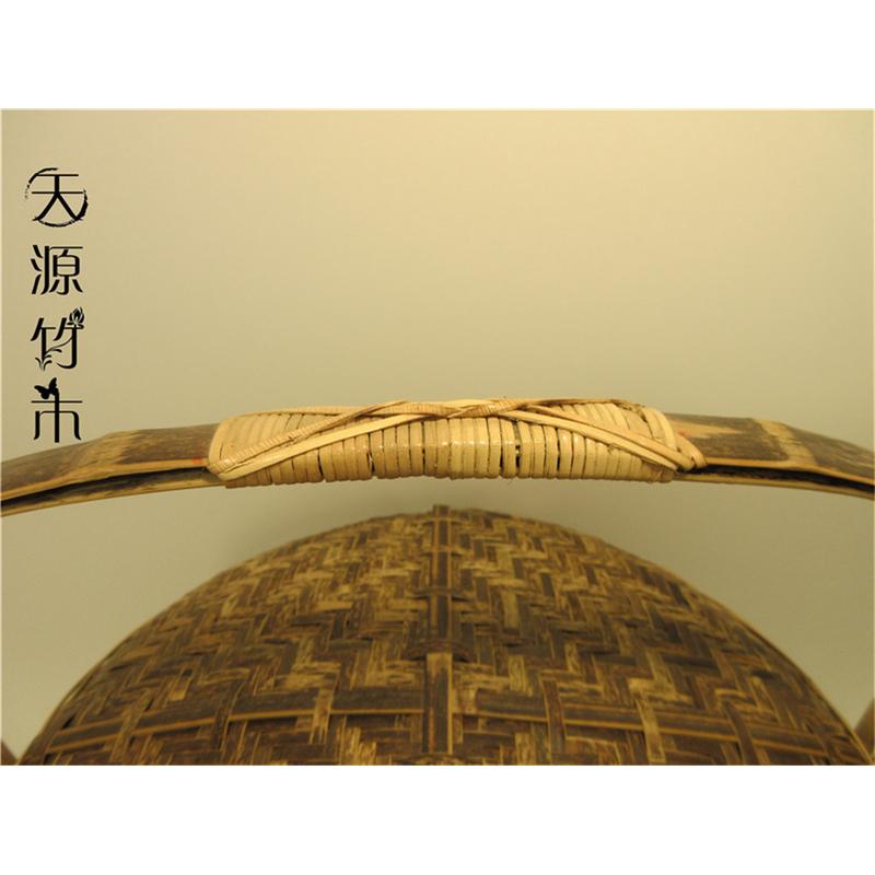 手工竹编复古手提篮茶道收纳篮子中式做旧带盖四色方底提盒