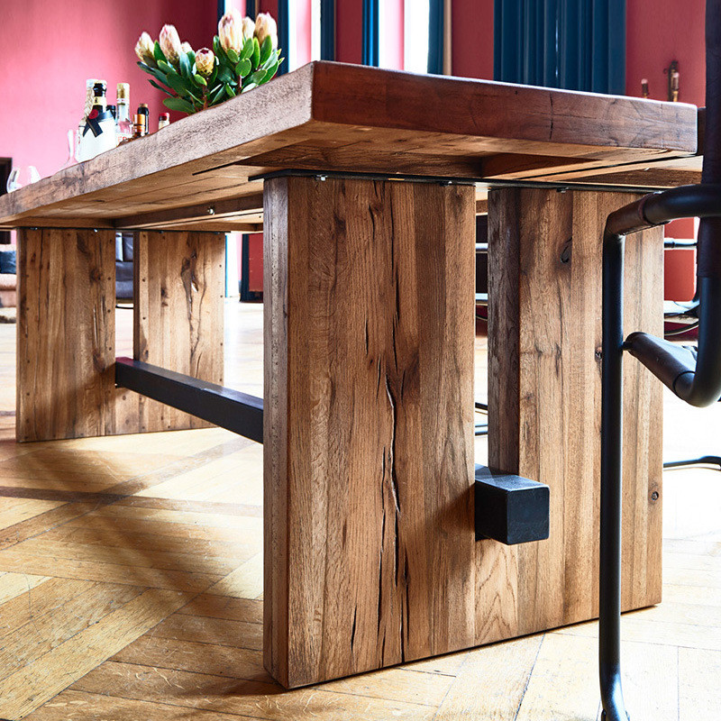 美式复古实木会议桌长方形工作台办公开会长桌工业风洽谈接待原木