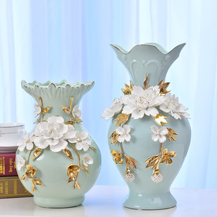 现代简约婚庆陶瓷花瓶工艺品家居饰品摆件客厅书房摆设时尚 礼品