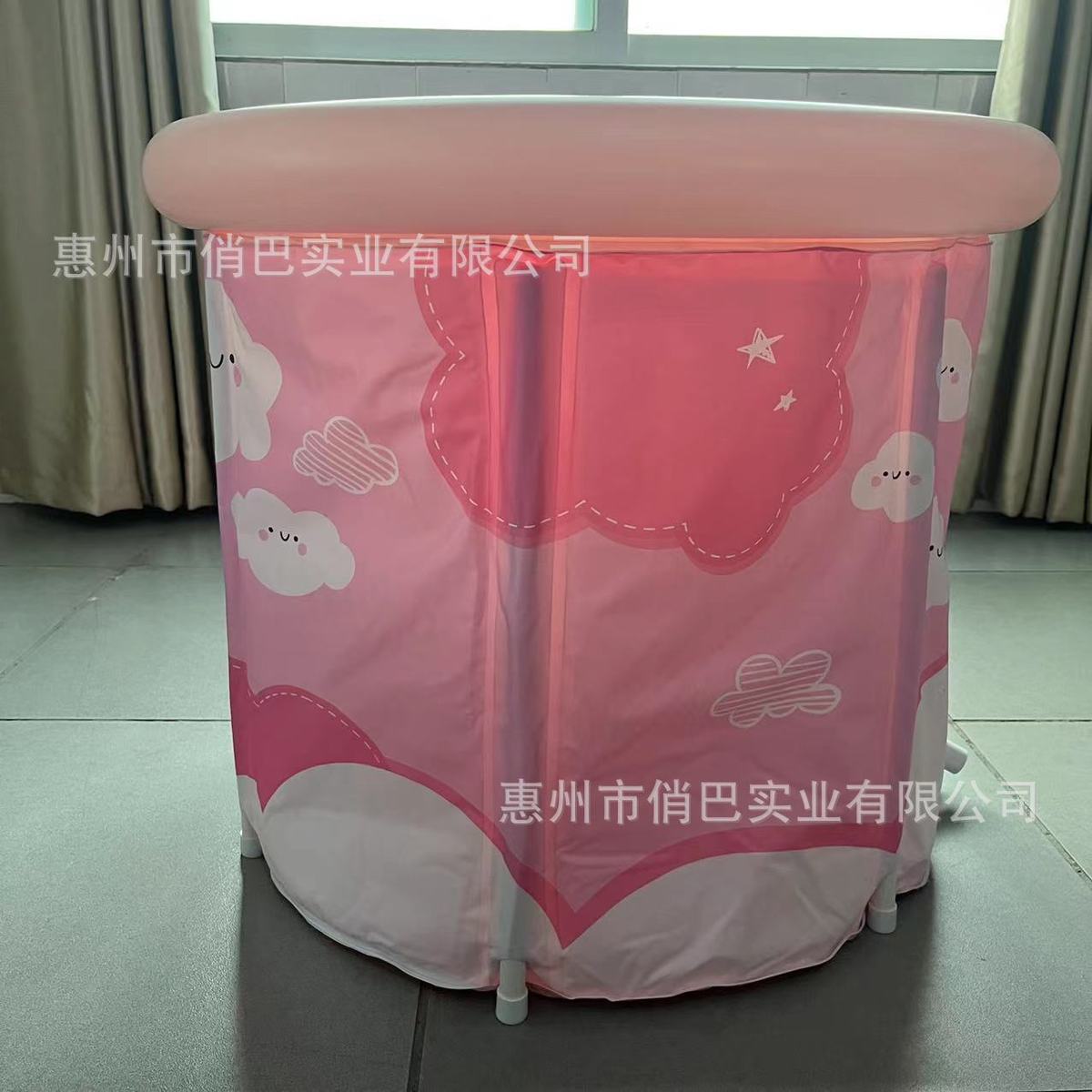 收纳泡冰桶易充气黑色浴桶大号加厚家用成人儿童支架桶坐浴盆80cm