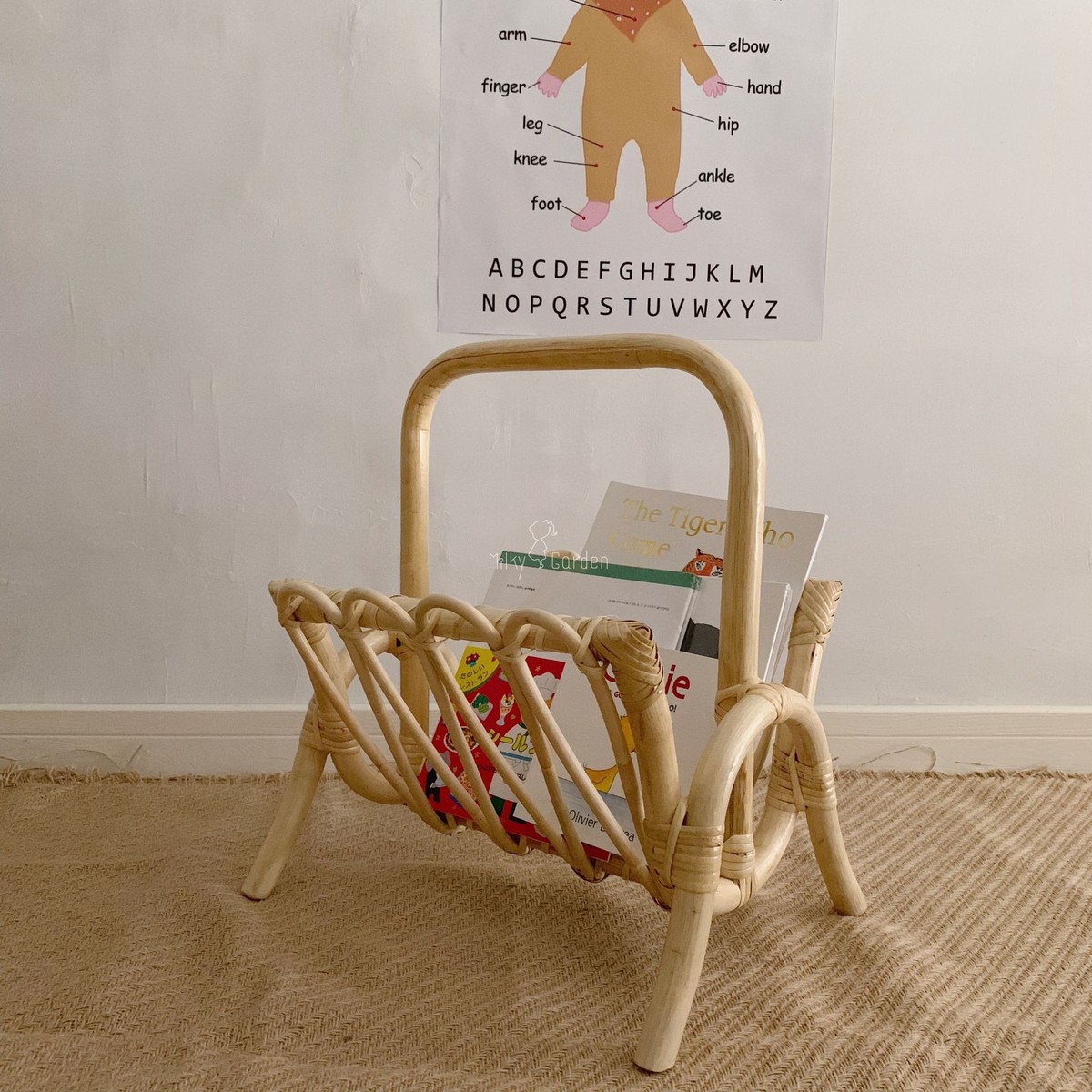 杂志架折叠小书架印尼真藤手工编织藤编置地报刊置物架