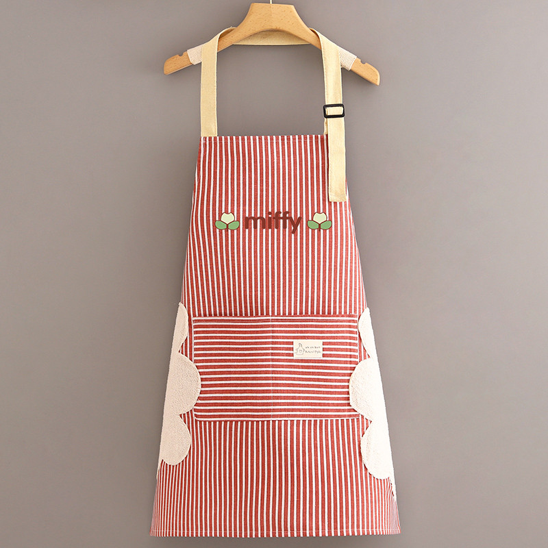 54n2023新款围裙厨房家用女长袖棉麻防水防油餐饮冬季做饭罩衣