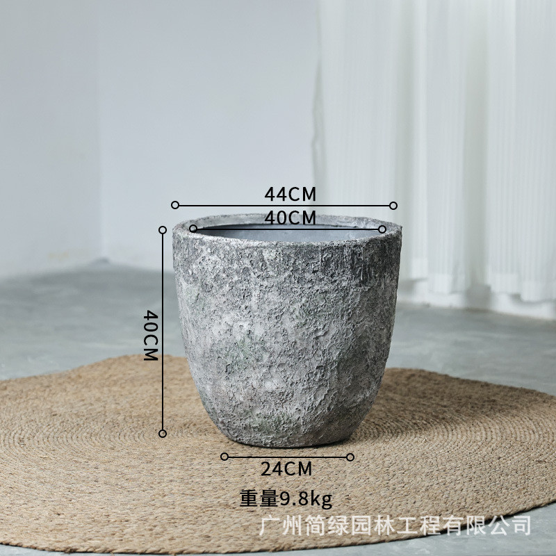 北欧创意水泥大花盆户外庭院圆形新款艺术鸭脚木特大号轻奢高级感