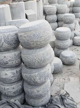 厂家直供仿古柱顶石青石柱墩空心可花柱基石柱脚石鼓雕制作