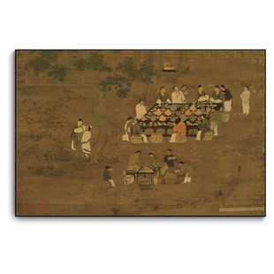 《文会图古典新中式装饰画客厅茶室背景墙横版挂画明清》玄关壁画