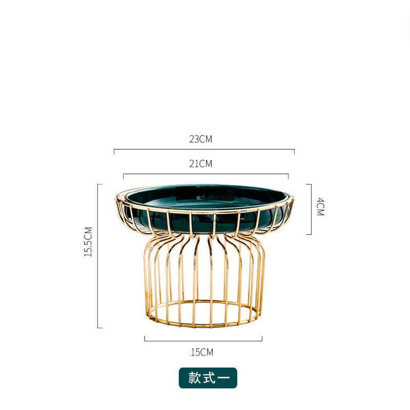 后现代简约风陶瓷铁架摆件时尚家居实用大果盘水果盘客厅茶几餐桌