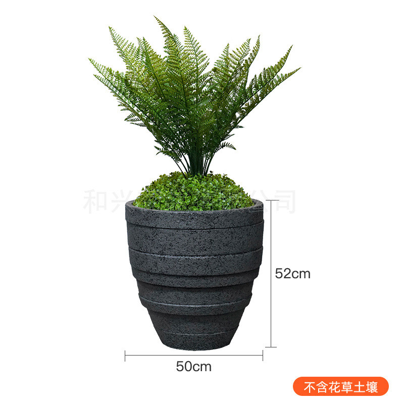 厂家玻璃钢花盆户外水泥花瓶商场室内绿植盆栽大号创意落地摆件