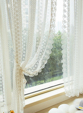 年批发法式白色蕾丝纱帘透光不透人2022qjao新款卧室飘窗窗帘双层