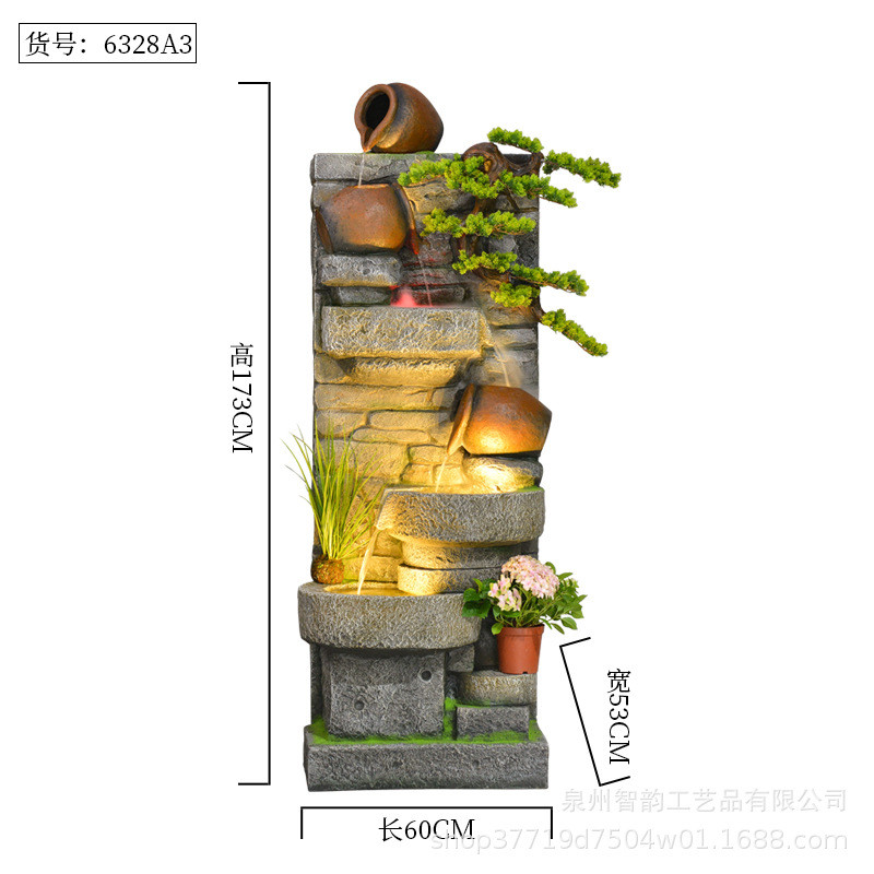 大型假山流水喷泉水幕墙摆件庭院酒店别墅花园玄关鱼池景观装饰品