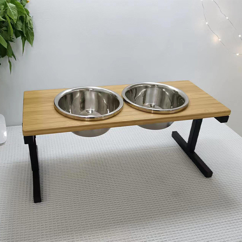 折叠狗碗架铁艺狗碗架狗狗食盆宠物喂食碗不锈钢狗高度可伸缩碗架
