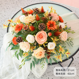 仿真花假花摆件餐桌花餐厅会议室酒店圆桌干花摆装饰设台花艺