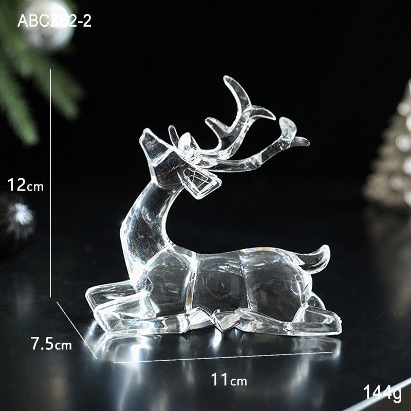 冰晶亚克力麋鹿圣诞节摆件圣诞美式雪地透明小鹿挂件场景布置装饰