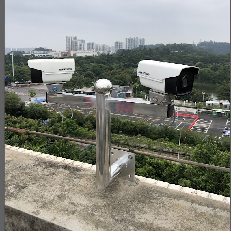 监控不锈钢支架L型围墙壁装 吊装摄像头机立杆柱室外加长监控支架