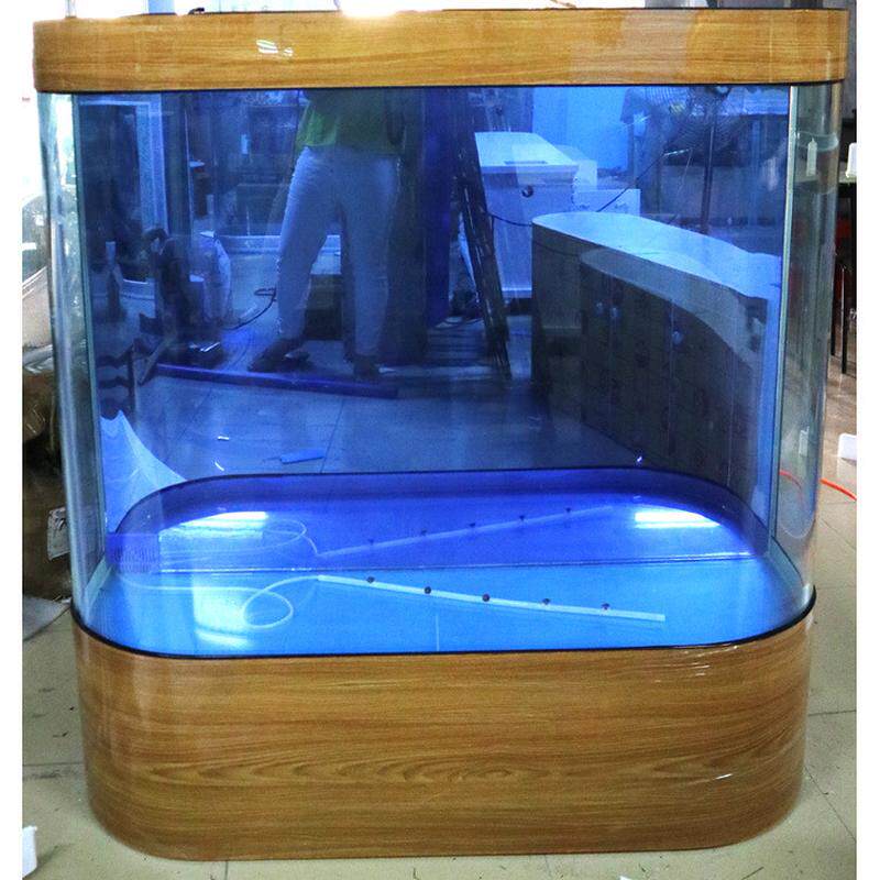 厂家批发电视柜鱼缸水族箱客厅圆弧落地生态鱼缸靠墙吧台定制