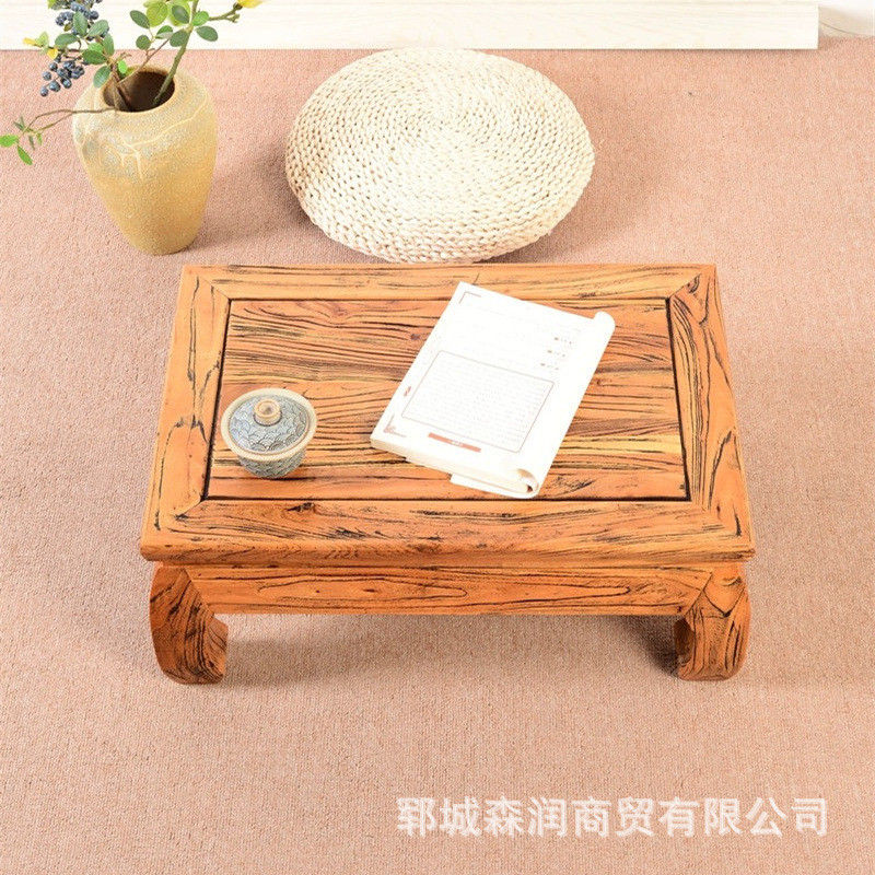 老榆木炕桌新中式小矮桌榻榻米阳台小型桌子休闲喝茶桌客厅吃饭桌
