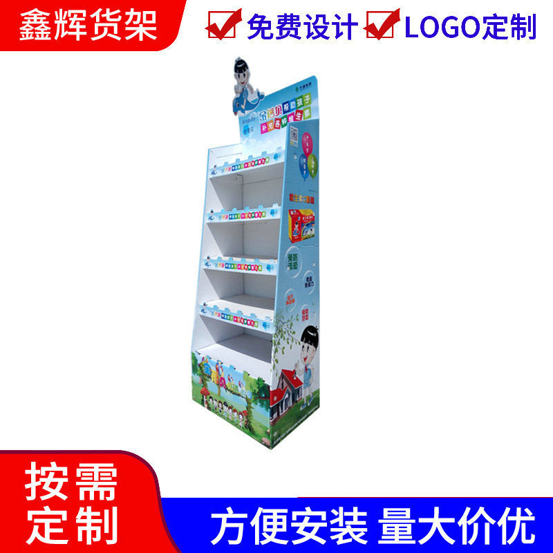 超市雪弗板纸货架汽车配件三层瓦楞纸展架led灯pvc展柜陈列纸货架