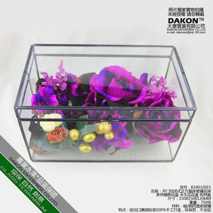 热销花盒封闭式长方体玻璃花房复古首饰桌面收纳盒花店展示用开合