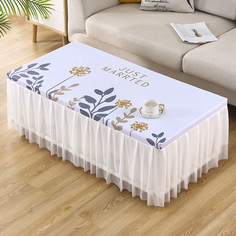 新款防水防油免洗茶几罩套四季通用防滑客厅餐桌布蕾丝全包防尘布