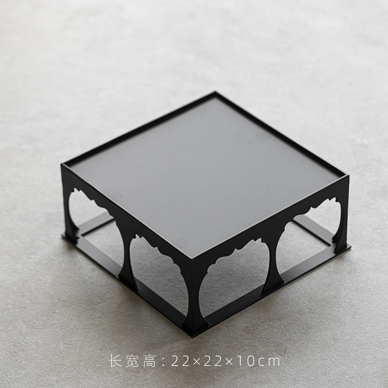 铁艺茶棚正方形新中式茶具博古架展示室内盆景底座摆放架