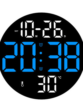 外贸简约多功能挂钟客厅时尚大字体时钟led电子钟闹钟gh0736