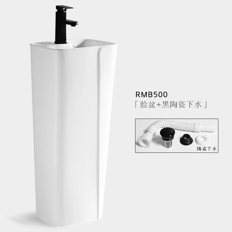 小户型简约立柱盆陶瓷阳台立式洗手池卫生间一体落地式脸盘方形盆