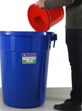 300l提手料塑料大白桶加厚塑料全新白色大圆桶带盖熟胶品质水桶