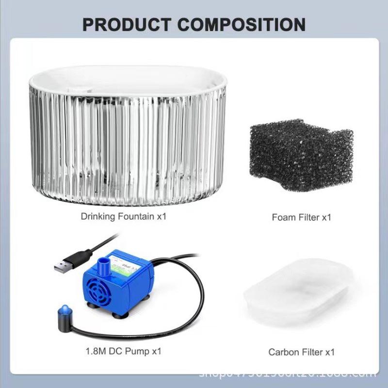 新品1.35l宠物水晶宠物饮水机活水循环迷你喂水器自动喷泉