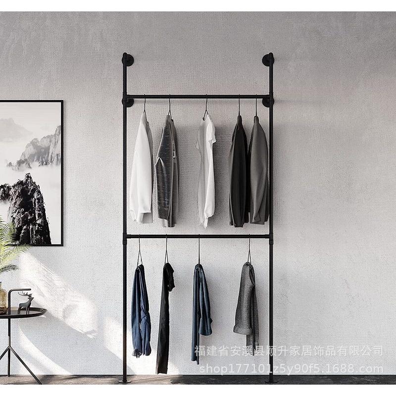 工业复古水管服装店展示架壁挂铁艺衣架衣帽架陈列架厂家批发