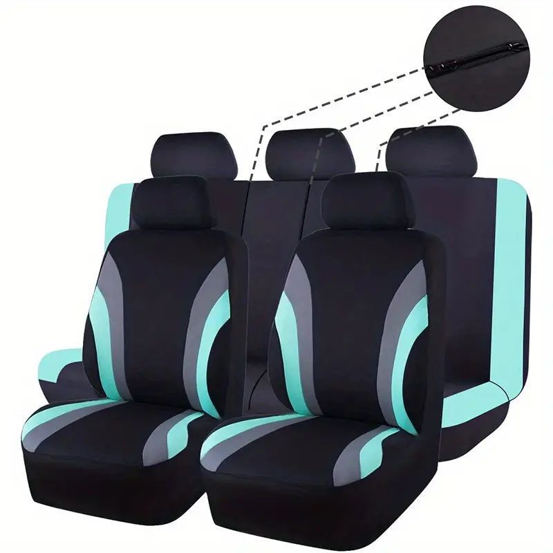 热销5座9件套外贸座套汽车座椅套涤纶布艺坐垫四季通用座套坐垫套