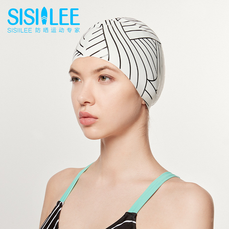 SISIILEE西西里男女通用硅胶泳帽 加大头围防水护耳游泳帽