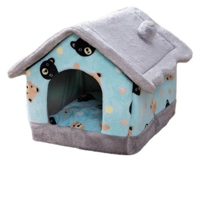 房子型猫窝四季通用半封闭式秋冬保暖宠物用品狗窝猫窝半包围长绒