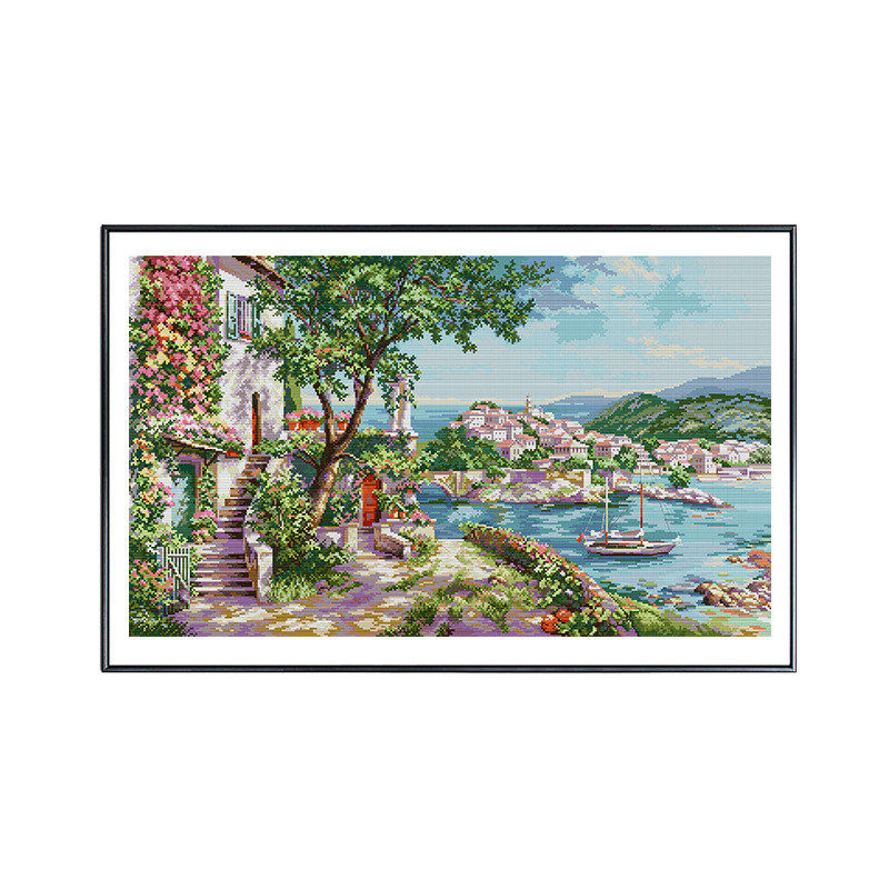 批发99十字绣地中海风光2021新款简约现代刺绣材料包厂家一件欢乐,居家布艺,家纺布艺/布料面料缝制服务,淘宝优惠券,粉丝福利购,淘宝优惠卷