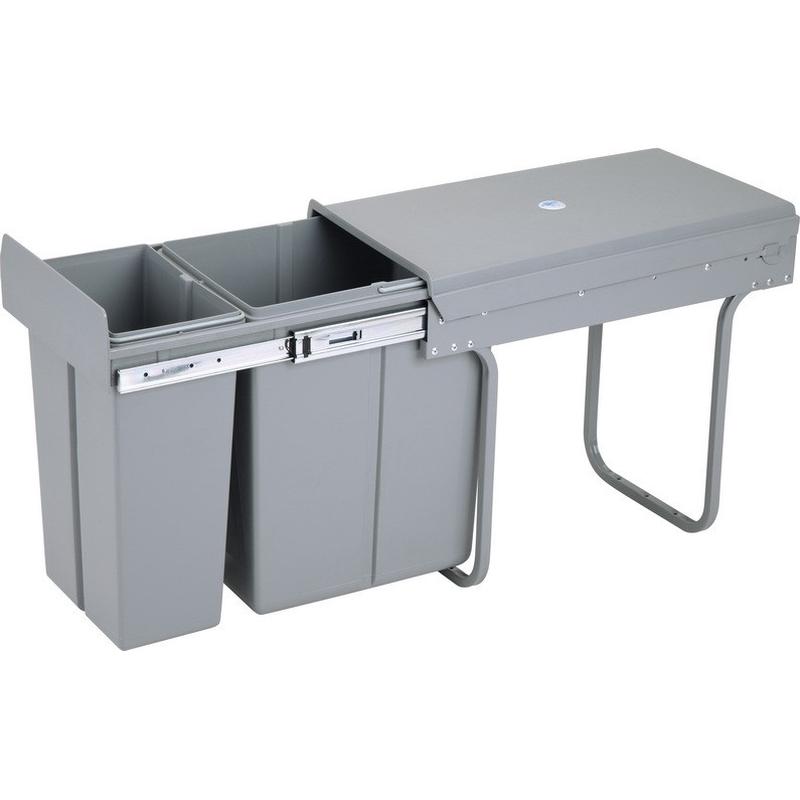 隐形崎橱柜抽拉式分类垃圾桶10l+20l厨房富塑料桶双桶阻尼缓冲