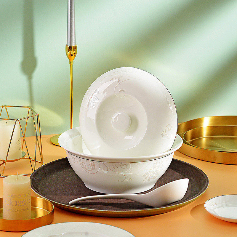 热销厂家直销家用碗碟骨瓷盘套装碗简约金边欧式陶瓷盘餐具唐山,家装主材,台上艺术碗盆,淘宝优惠券,粉丝福利购,淘宝优惠卷