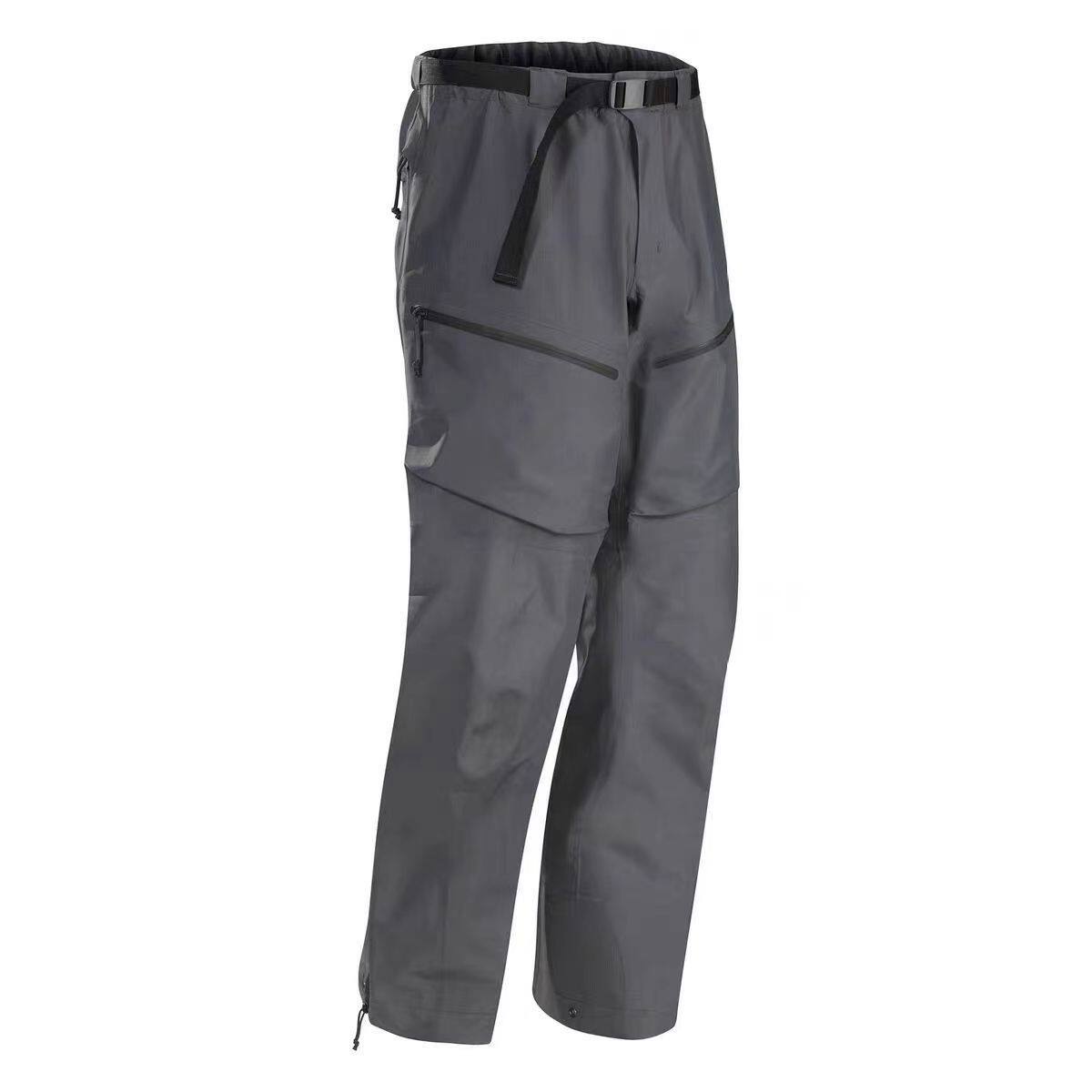 军鸟硬壳冲锋裤男款户外服装防水侧拉链雨裤全压胶登山裤