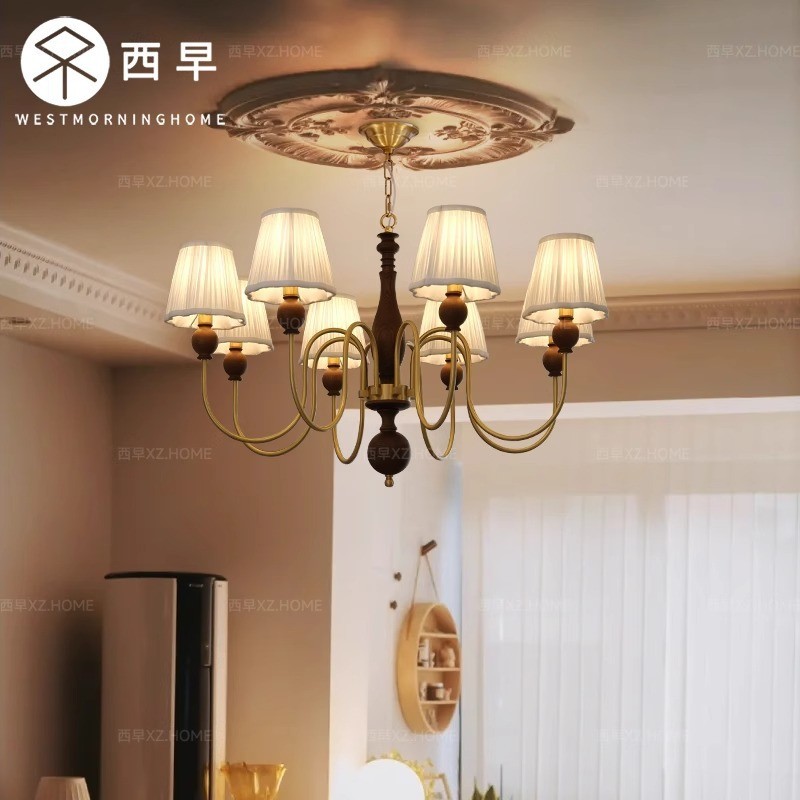 中古风客厅吊灯美式复古简约书房灯具法式田园餐厅桌主卧室灯饰