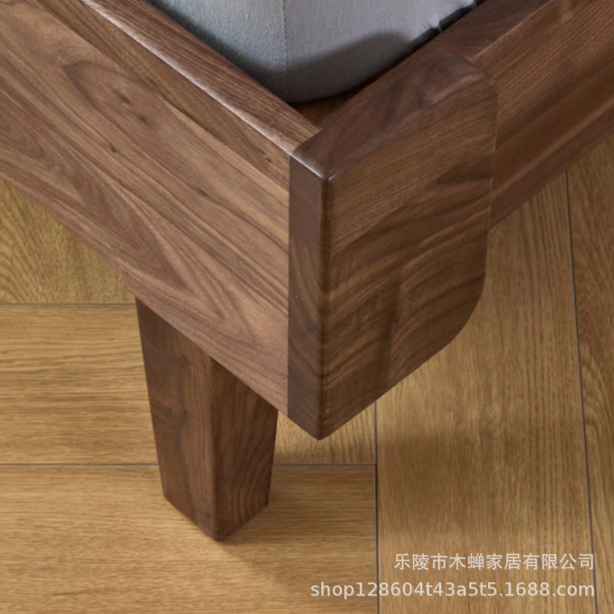 日式黑胡桃木实木床全实木双人床北欧原木北美简约大床卧室1.8床