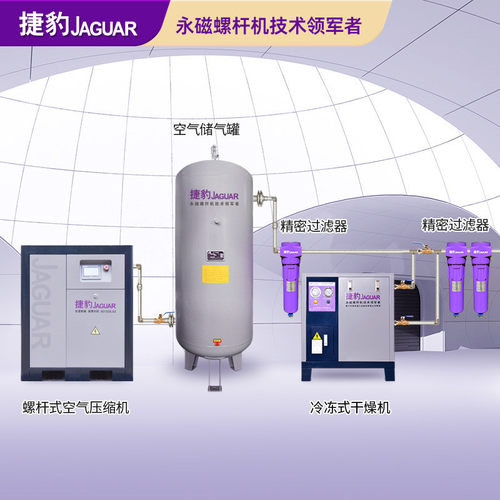 捷豹空压机7.5kw10匹空压机变频7.5千瓦空气压缩机一套螺杆泵