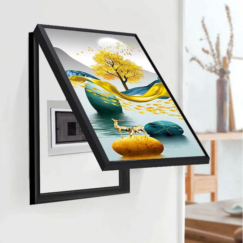 电表盒电表箱装饰画免打孔现代简约客厅竖版电闸箱遮挡配电箱挂画