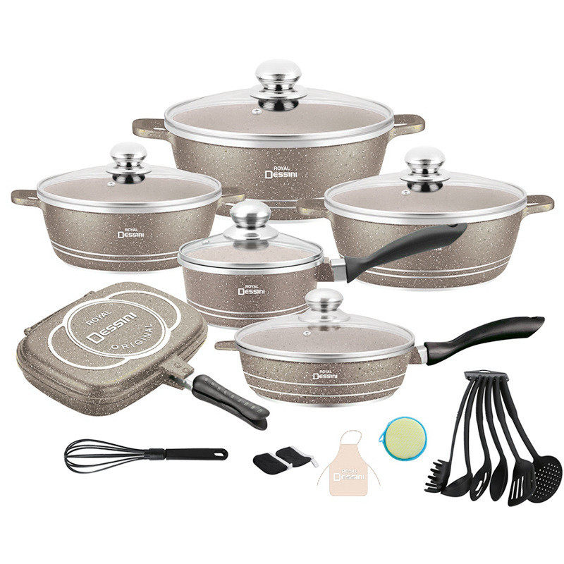 厂家直销铝锅件套厨房不粘锅压铸汤锅23家用烹饪锅套装批发