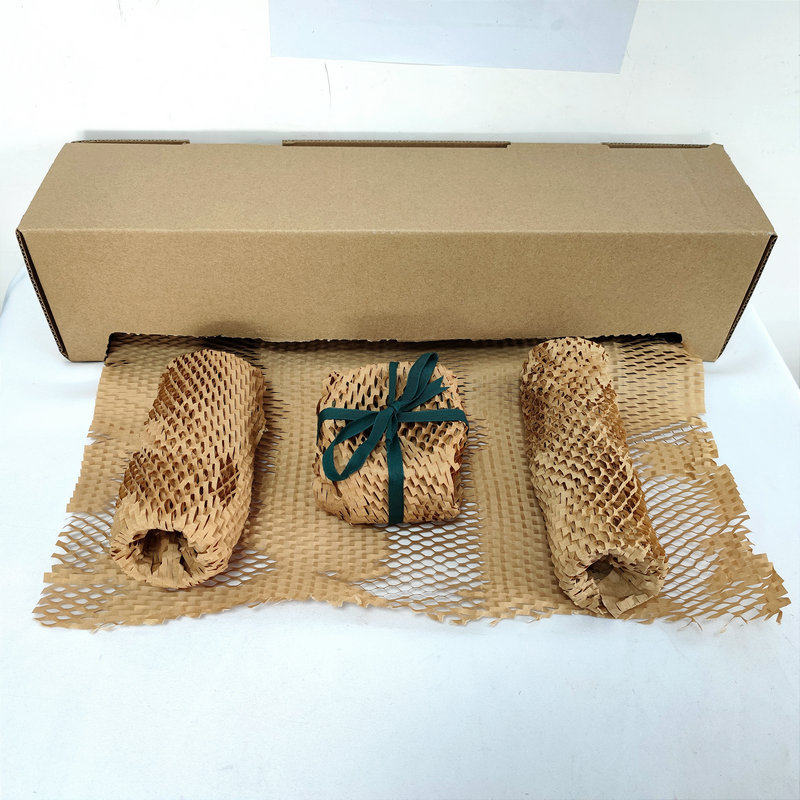 盒装状网格蜂窝包装纸牛皮纸卷快递运输可降解蜂巢纸包装纸缓冲纸