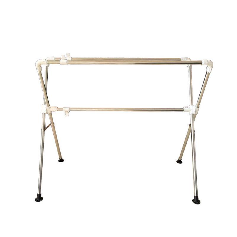 简易晾衣架x型双杆折叠晾衣架阳台可移动可伸缩晒被架落地不锈钢