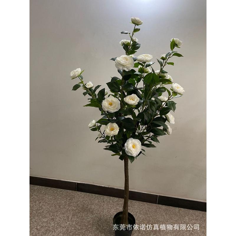 仿真厂家直销茶树盆栽人造室内假茶花树花卉绿植客厅落地植物装饰