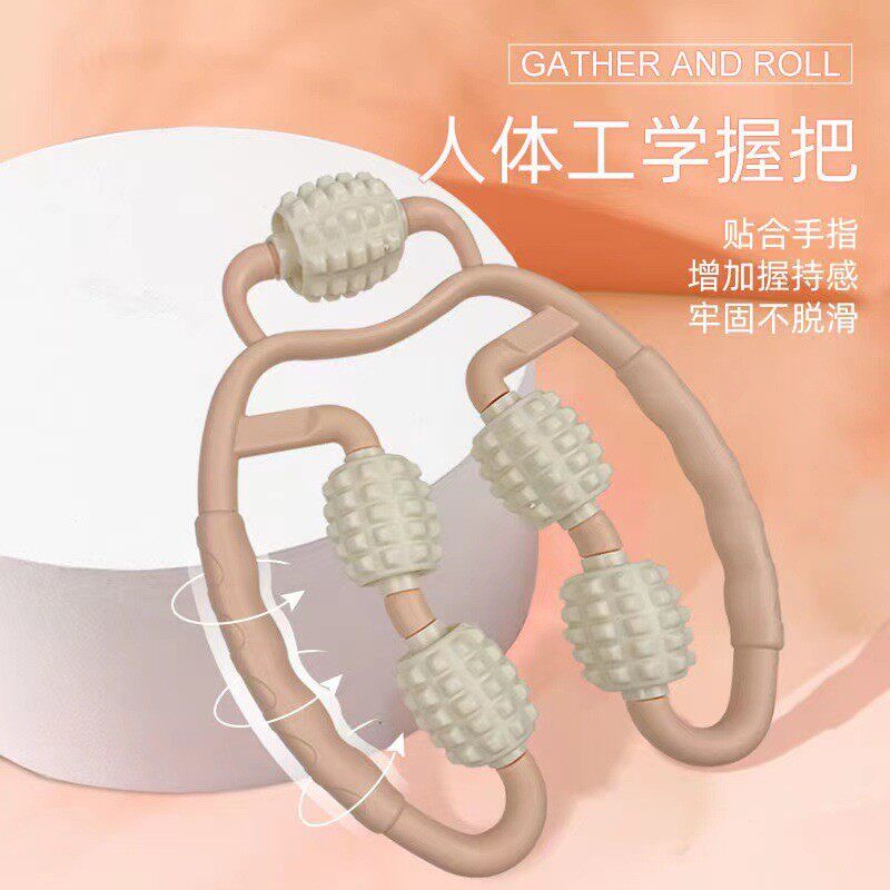 环形夹腿器多功能肌肉放松消除按摩滚轮轴狼牙棒锻炼器瘦小腿器材