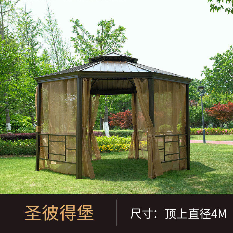 户外遮阳棚铝合金欧式凉亭房子烧烤帐篷防庭院景区休闲别墅大雨棚