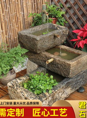 农村老石槽水槽阳台户外洗手盆水景青石牛槽马槽猪槽花盆老石槽