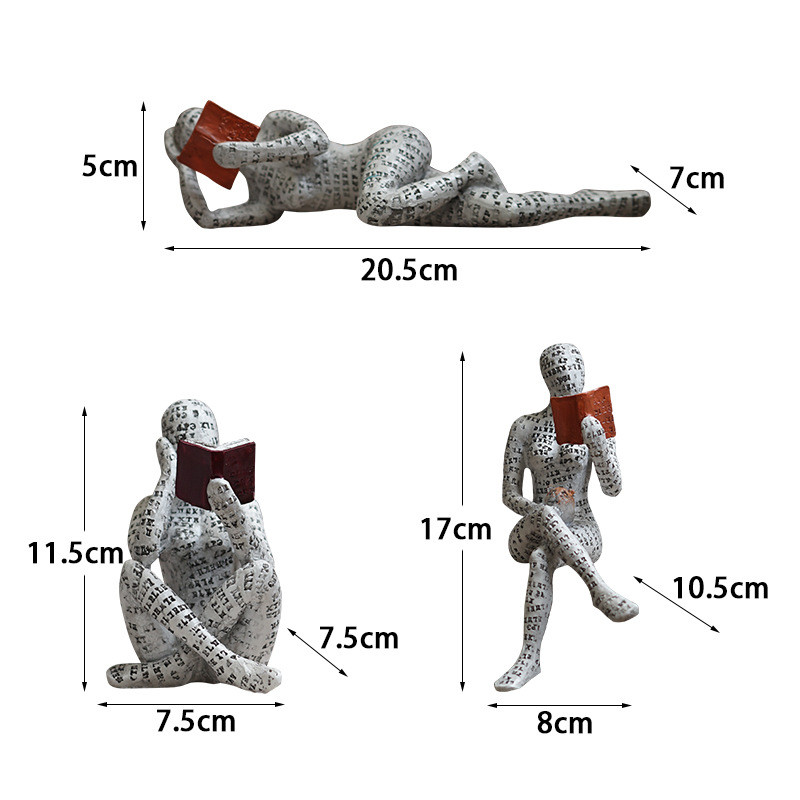 【】读书的女人纸浆塑模摆件软装创意书架饰树脂工艺品