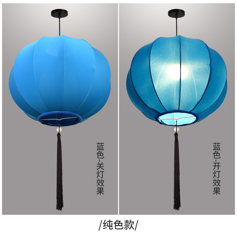 手绘灯笼圆形彩色中式国潮风广告春节景区婚礼装饰新中式布艺吊灯