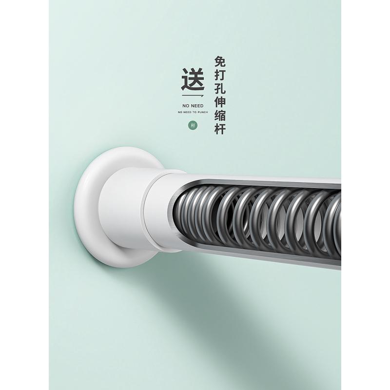 a5l窗帘免打孔安装伸缩杆遮阳布卧室飘窗遮光客厅一整套2021新款